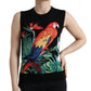 Dolce & Gabbana Elegant Crew Neck Wool Silk Tank with Bird Embroidery