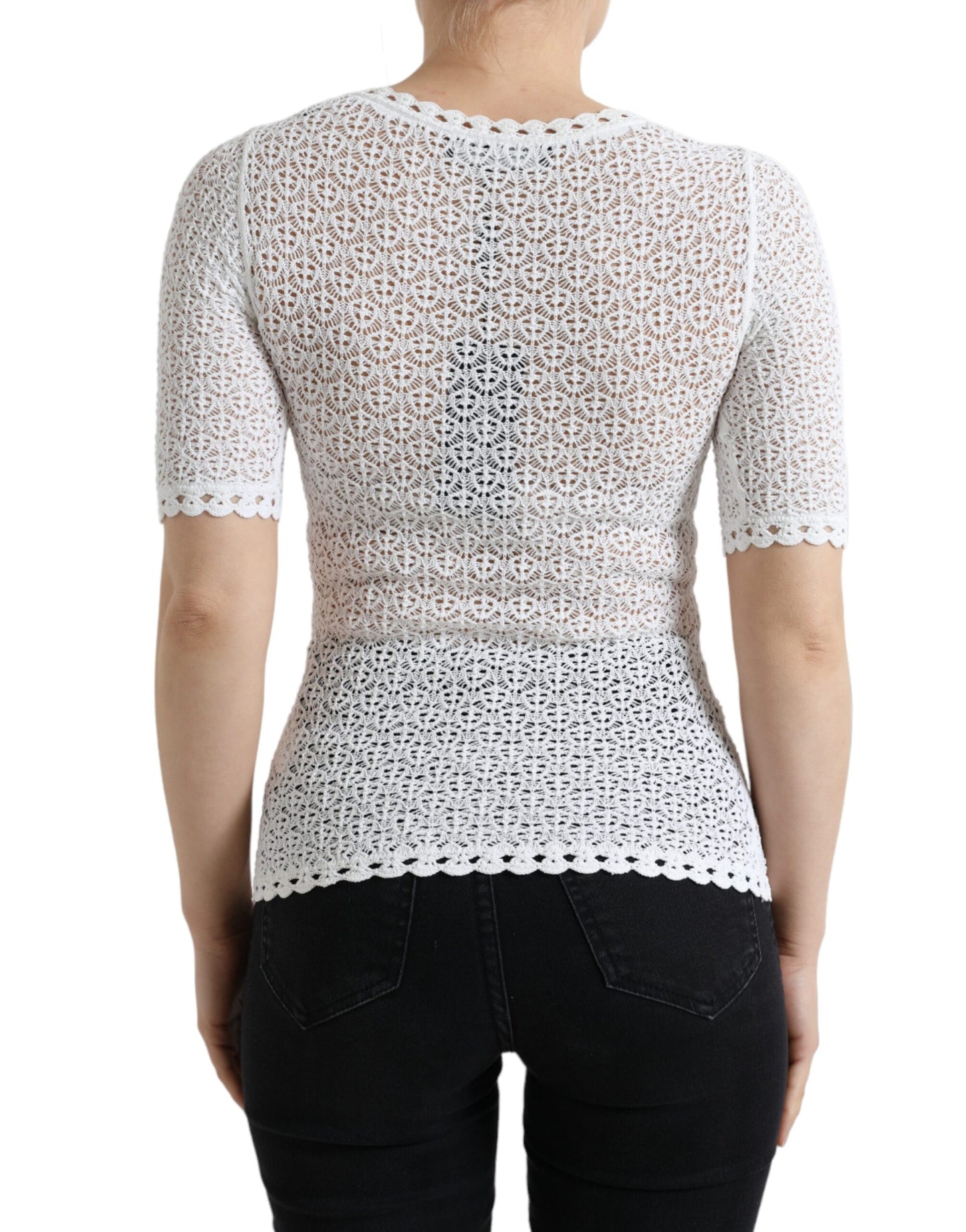 Dolce & Gabbana Elegant White Knitted Round Neck Top