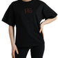 Dolce & Gabbana Elegant Black Crystal-Embellished T-Shirt