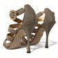 Dolce & Gabbana Bronze Crystal Stiletto Heels Sandals