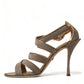 Dolce & Gabbana Bronze Crystal Stiletto Heels Sandals