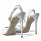 Dolce & Gabbana White Embroidered Ankle Strap Heels