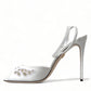 Dolce & Gabbana White Embroidered Ankle Strap Heels