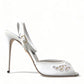 Dolce & Gabbana White Embroidered Ankle Strap Heels