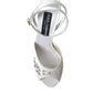 Dolce & Gabbana White Embroidered Ankle Strap Heels