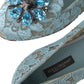 Dolce & Gabbana Elegant Floral Lace Aqua Vally Flats