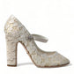 Dolce & Gabbana Chic Lace Block Heels Sandals in Cream White