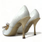 Dolce & Gabbana Elegant White Patent Crystal Bow Heels