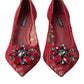 Dolce & Gabbana Radiant Red Lace Heels with Crystals