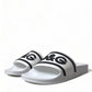 Dolce & Gabbana Chic White Designer Slides with Logo Detail