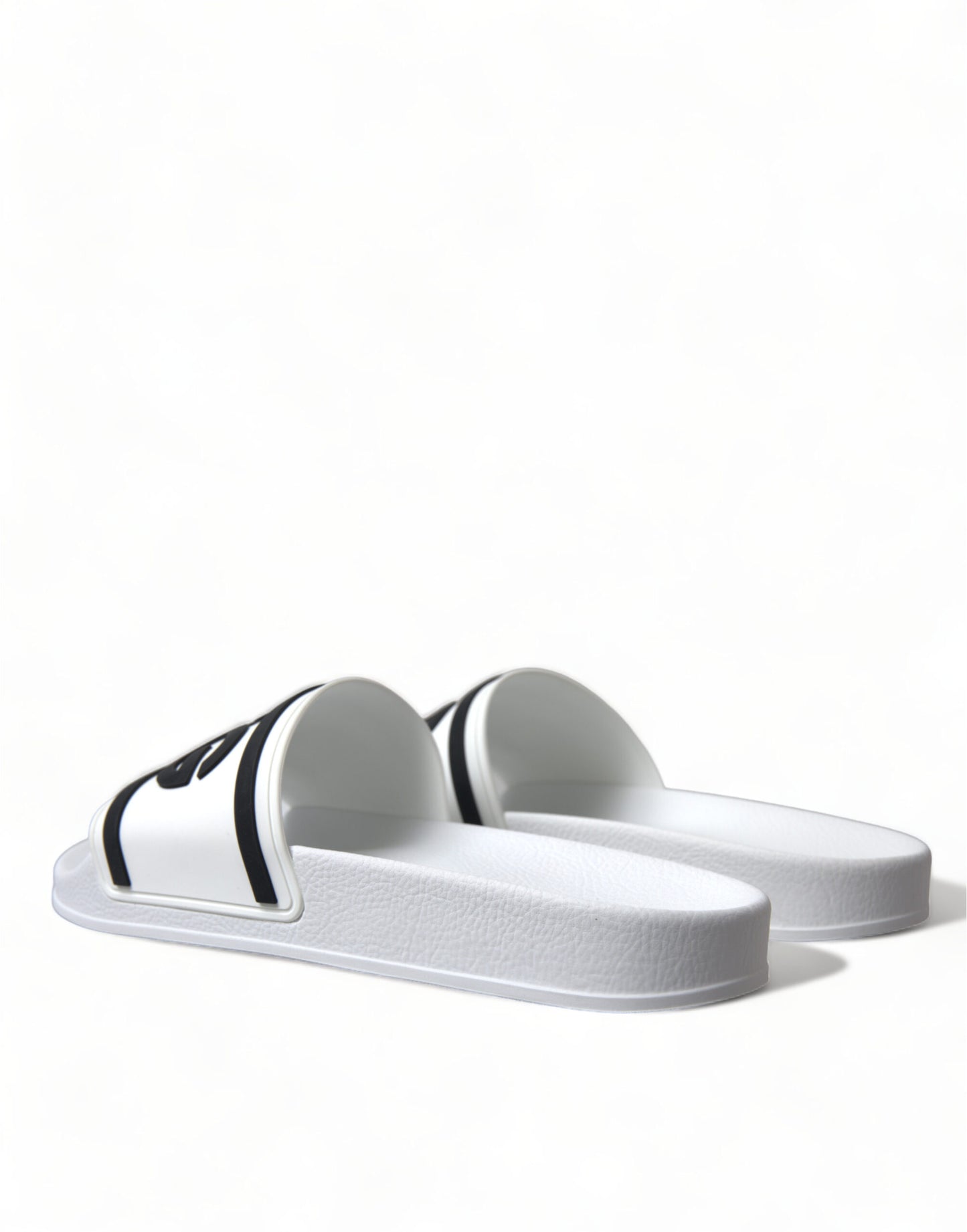 Dolce & Gabbana Chic White Designer Slides with Logo Detail