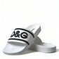 Dolce & Gabbana Chic White Designer Slides with Logo Detail