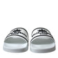 Dolce & Gabbana Chic White and Black Logo Slides