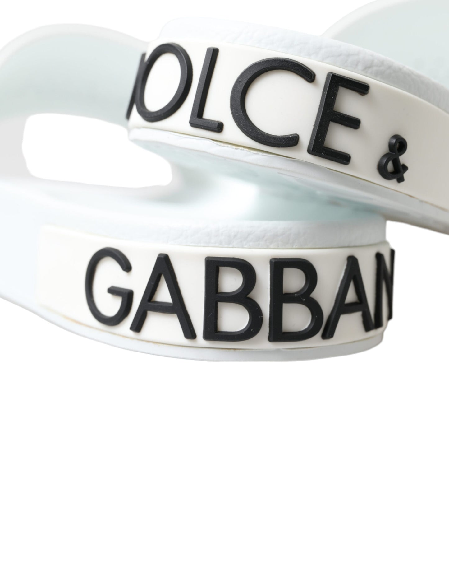 Dolce & Gabbana Chic White and Black Logo Slides