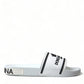 Dolce & Gabbana Chic White and Black Logo Slides