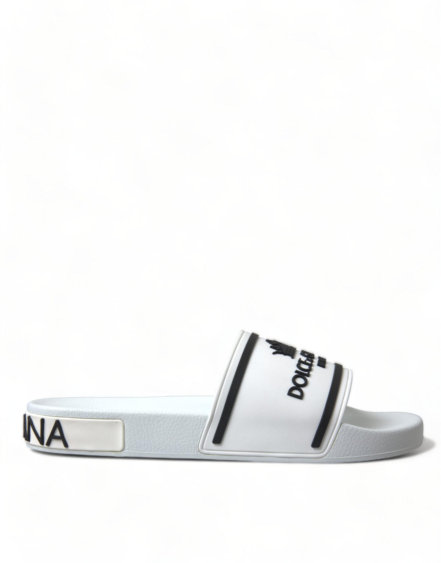 Dolce & Gabbana Chic White and Black Logo Slides