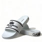 Dolce & Gabbana Chic White and Black Logo Slides