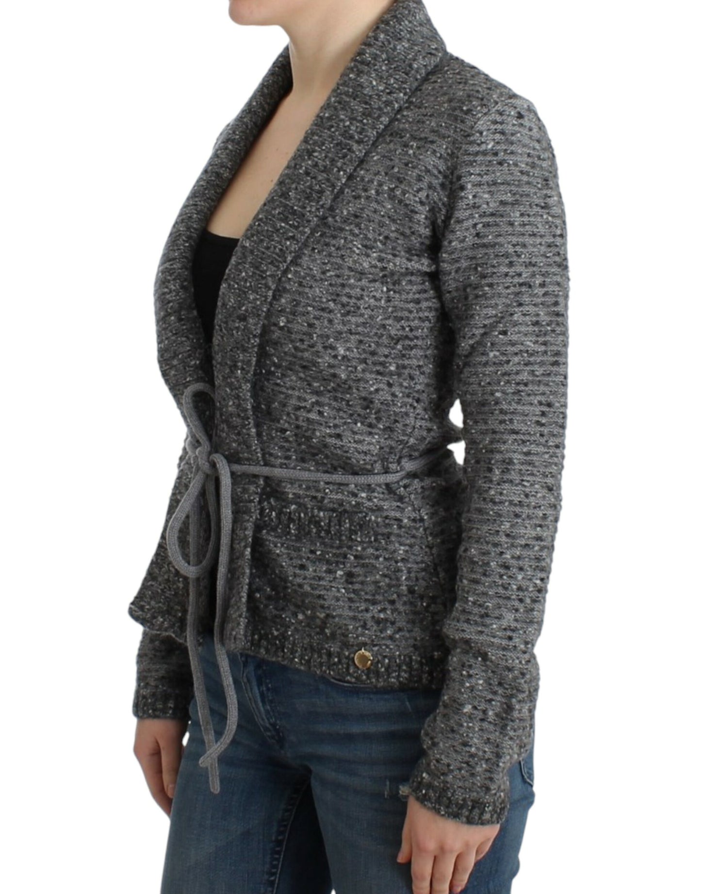 Cavalli Elegant Gray Wool Blend Cardigan