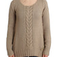 Cavalli Elegant Beige Knitted Crew Neck Sweater