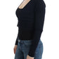 Cavalli Elegant Black Cropped Virgin Wool Cardigan