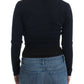 Cavalli Elegant Black Cropped Virgin Wool Cardigan