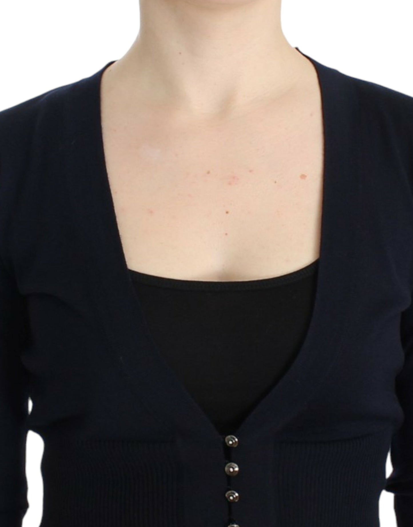 Cavalli Elegant Black Cropped Virgin Wool Cardigan