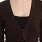 Cavalli Elegant Brown Virgin Wool Cropped Cardigan