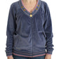 Cavalli Elegant Blue Zip Cardigan with Gold Details