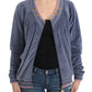 Cavalli Elegant Blue Zip Cardigan with Gold Details