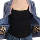 Cavalli Elegant Blue Zip Cardigan with Gold Details