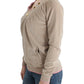 Cavalli Beige Zip Cardigan with Gold Tone Accents