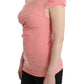 Cavalli Pink Cotton Blend Tank Top with Cap Sleeves