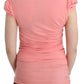 Cavalli Pink Cotton Blend Tank Top with Cap Sleeves