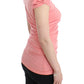 Cavalli Pink Cotton Blend Tank Top with Cap Sleeves