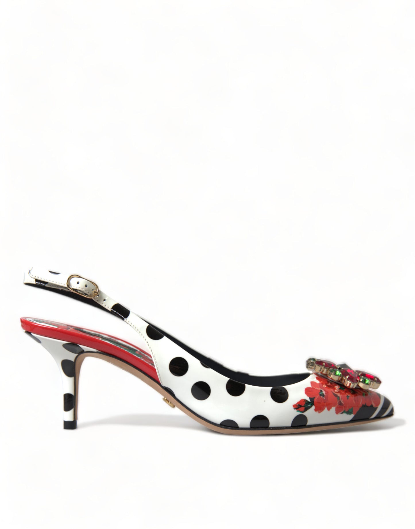 Dolce & Gabbana Chic Multicolor Floral Slingback Heels with Crystals