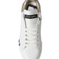 Dolce & Gabbana Elegant White & Gold Leather Sneakers