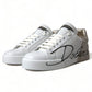 Dolce & Gabbana Elegant White & Gold Leather Sneakers