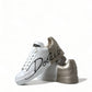 Dolce & Gabbana Elegant White & Gold Leather Sneakers