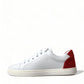 Dolce & Gabbana Chic White Leather Sneakers with Red Accents