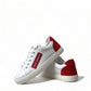 Dolce & Gabbana Chic White Leather Sneakers with Red Accents