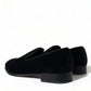 Dolce & Gabbana Elegant Velvet Black Loafers for Men