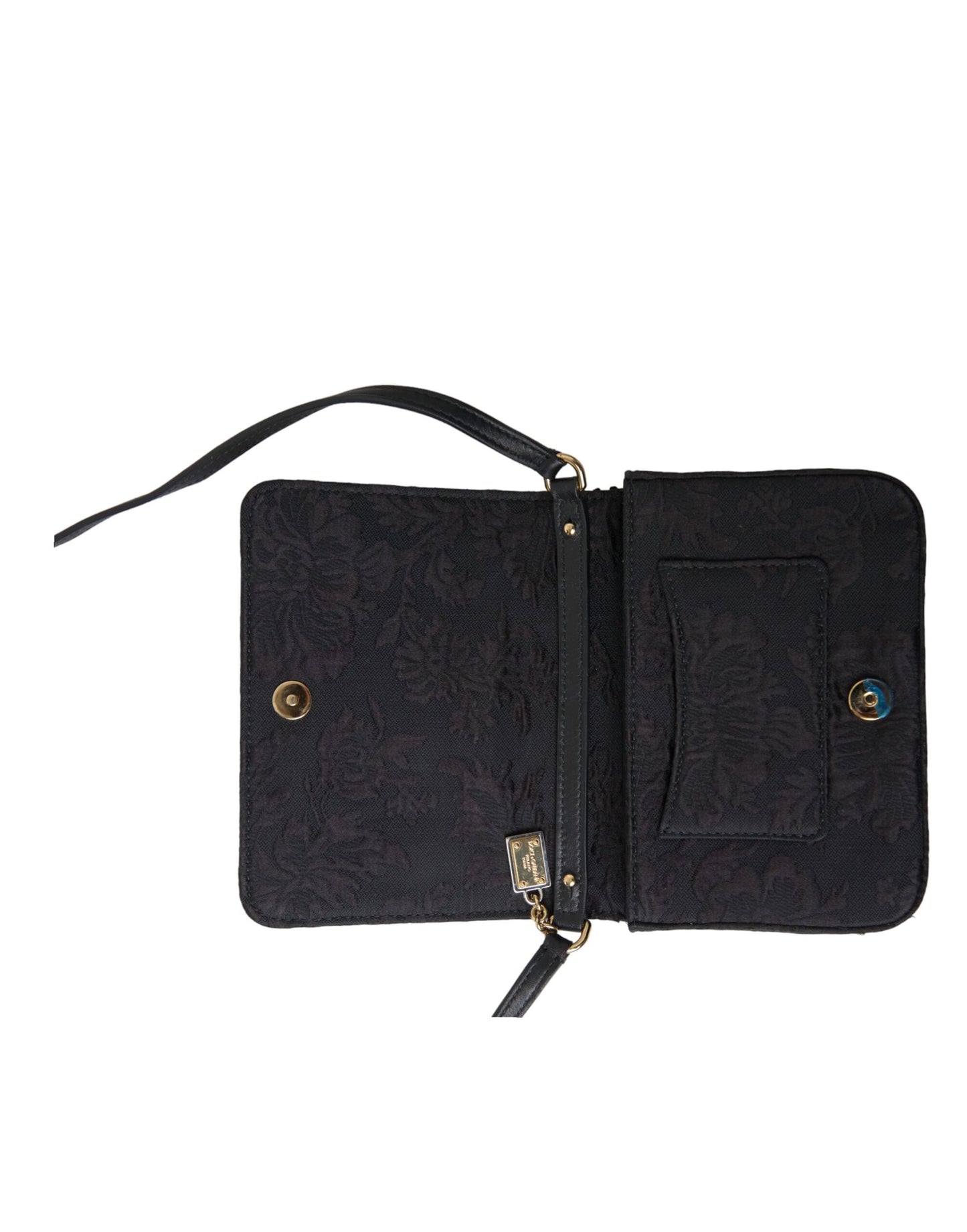 Dolce & Gabbana Elegant Gold-Black Baroque Fabric Crossbody Bag