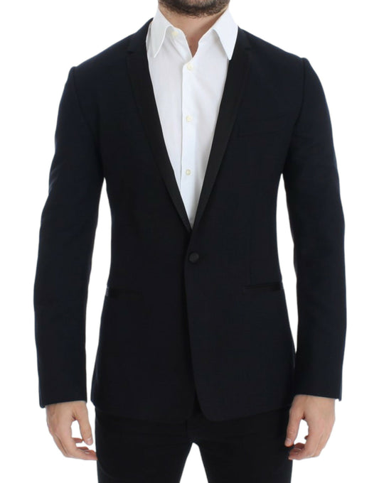 Dolce & Gabbana Elegant Blue Wool Silk Slim Fit Blazer