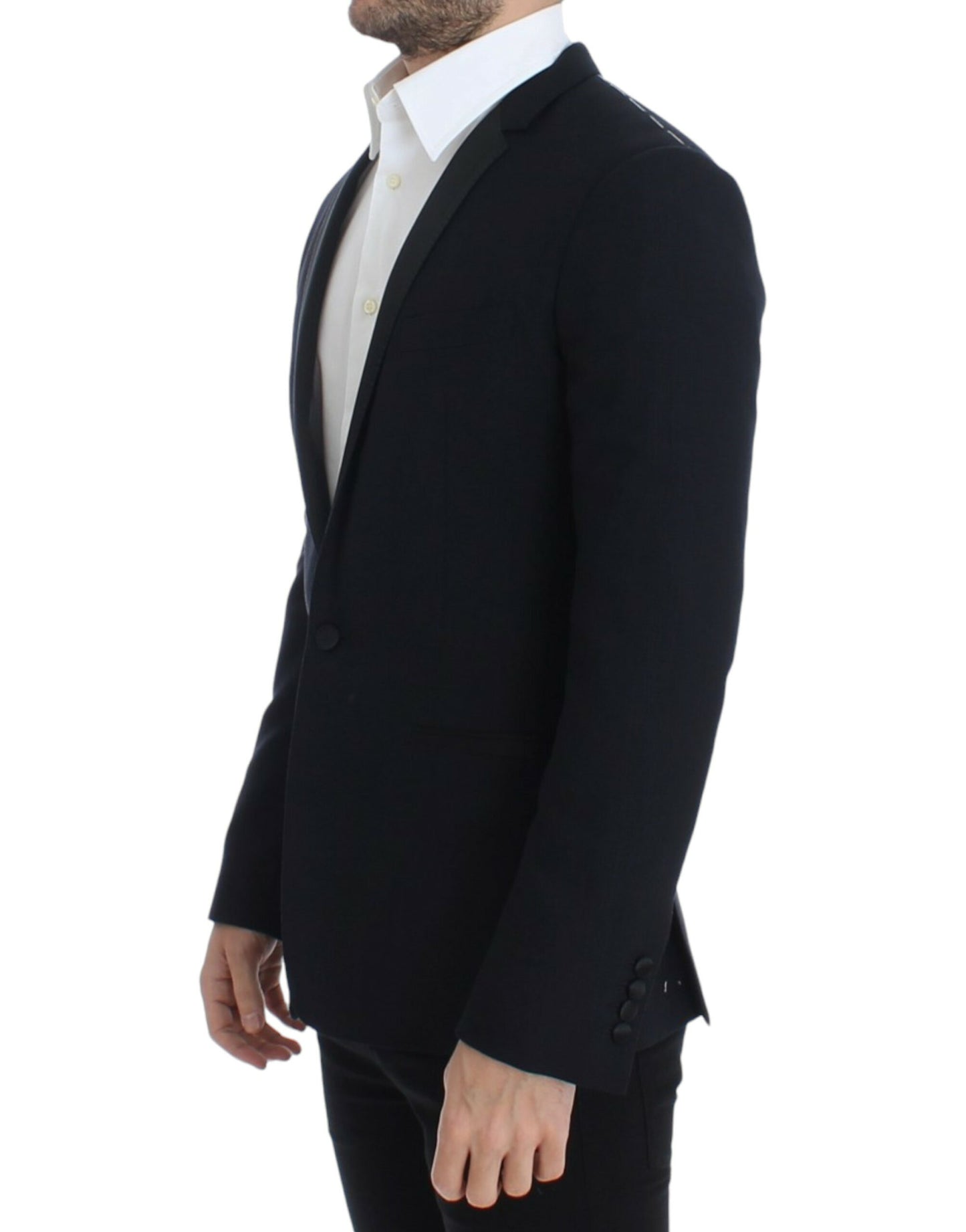 Dolce & Gabbana Elegant Blue Wool Silk Slim Fit Blazer