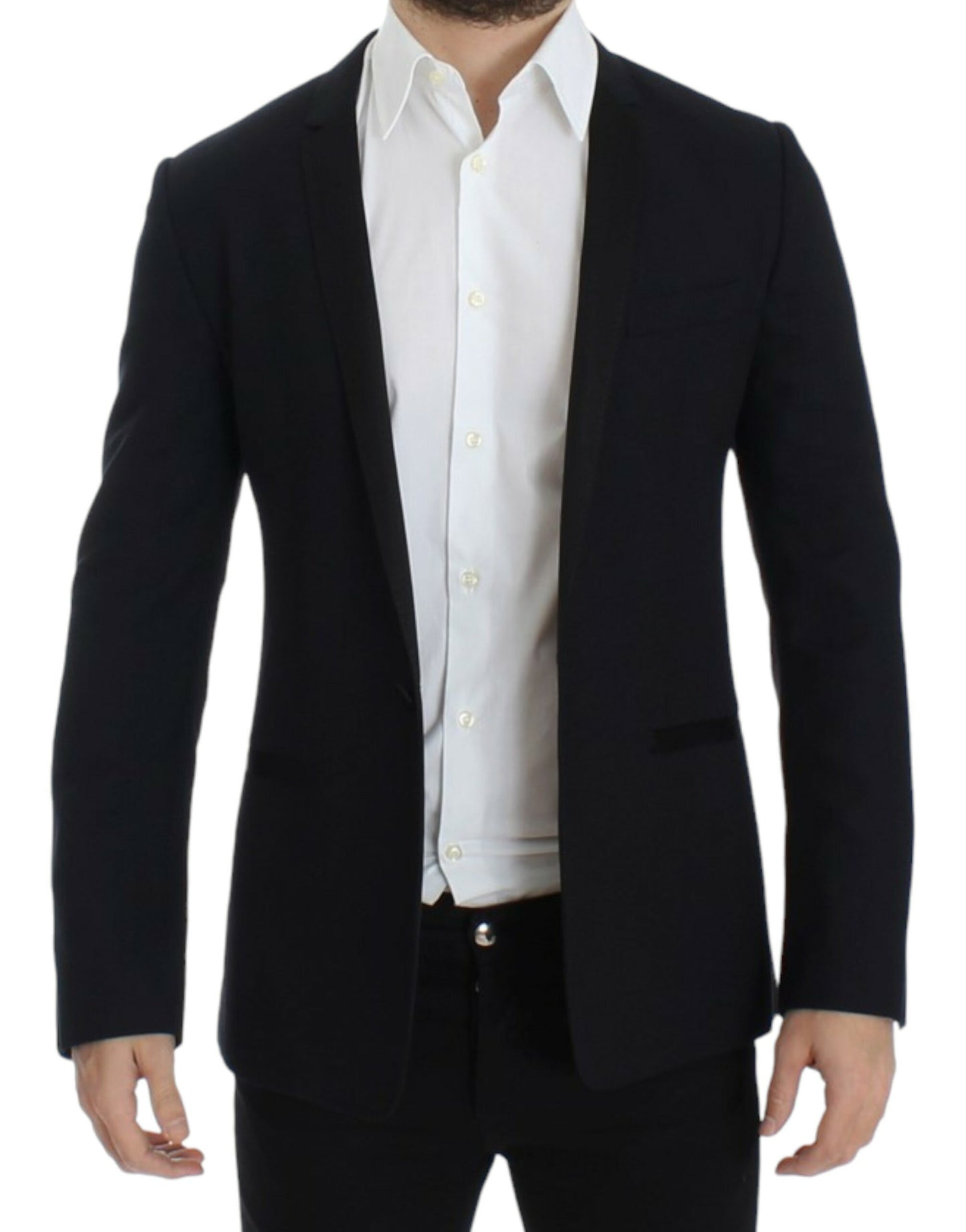 Dolce & Gabbana Elegant Blue Wool Silk Slim Fit Blazer