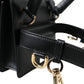 Dolce & Gabbana Elegant Black Leather Belt Bag with Gold Accents