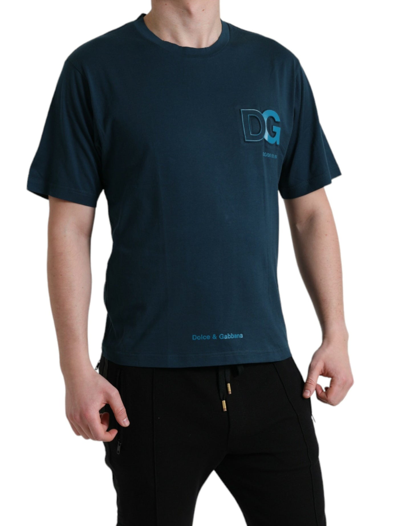 Dolce & Gabbana Elegant Blue Cotton Logo Tee