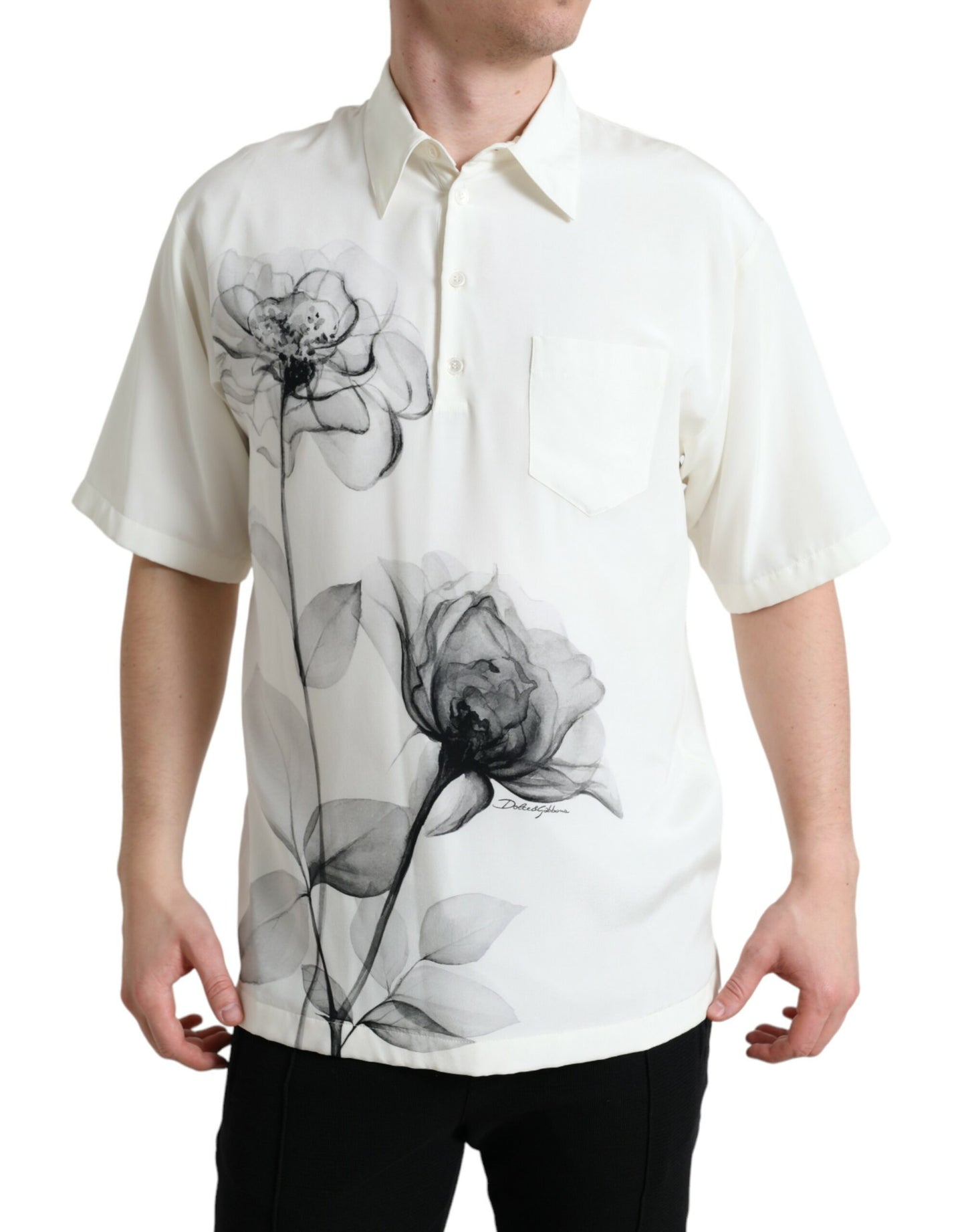 Dolce & Gabbana Elegant Floral Printed Silk Polo T-Shirt