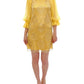 Dolce & Gabbana Yellow Lace Crystal Embellished Mini Dress