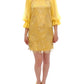 Dolce & Gabbana Yellow Lace Crystal Embellished Mini Dress